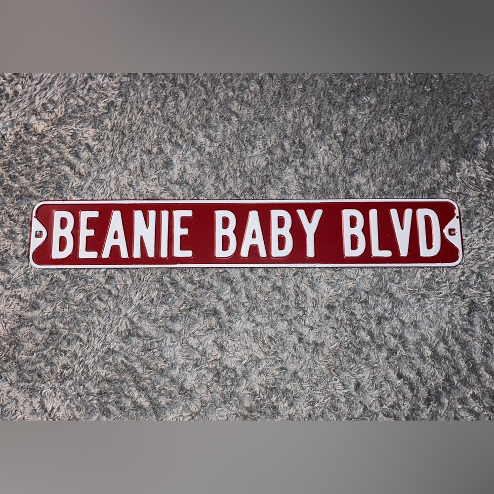 Red & white Beanie Baby Blvd large metal sign babies TY
